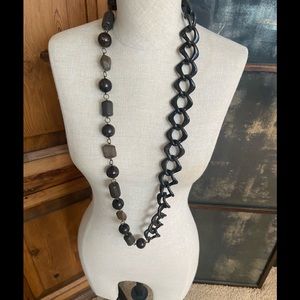 VINTAGE Furla Brown "Stone And Bone" Desi Necklace Made In ITALY